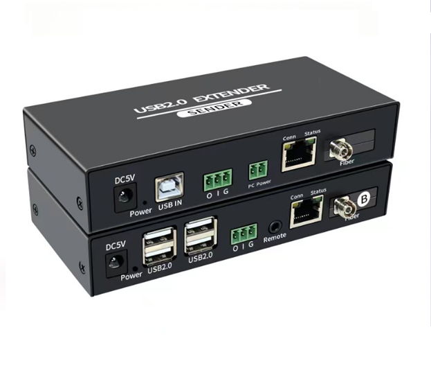 Real 2.0 USB Fiber SC Extender 20KM with 4-Port USB Hub (Model: U20EF)
