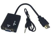 HDMI to VGA + Audio Cable (Blister Packaging, Black)