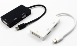 Mini DisplayPort (Mini DP) to HDMI + VGA + DVI 3-in-1 Cable (Black/White)