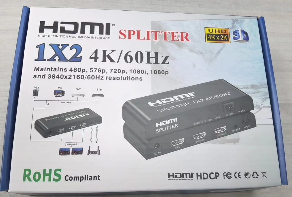 HDMI Splitter 1 In 2 Out 4K 60Hz with Audio Extraction