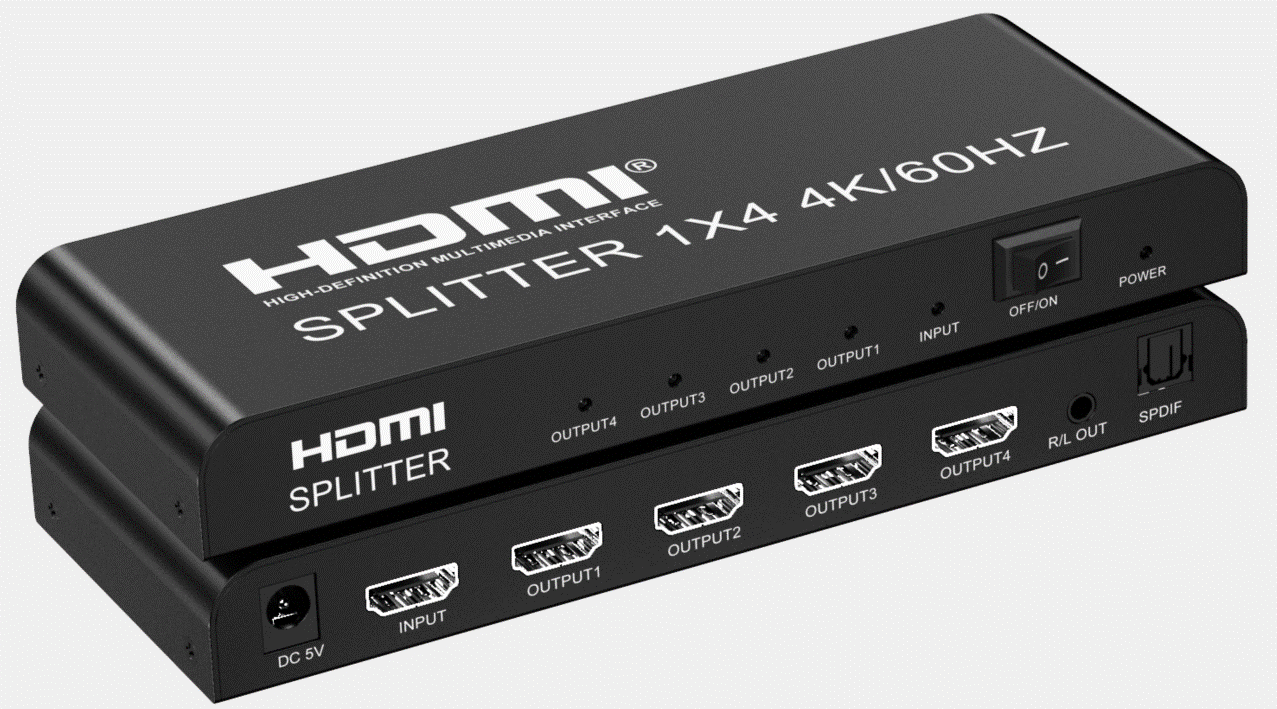 HDMI Splitter 1 In 4 Out 4K 60Hz with Audio Extraction