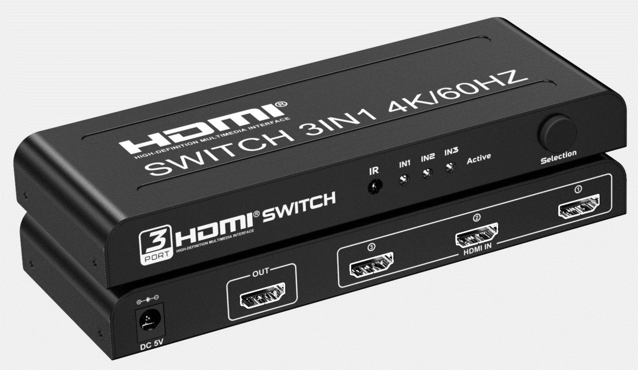 HDMI Switch 3-in-1 Metal Case 4K 60Hz