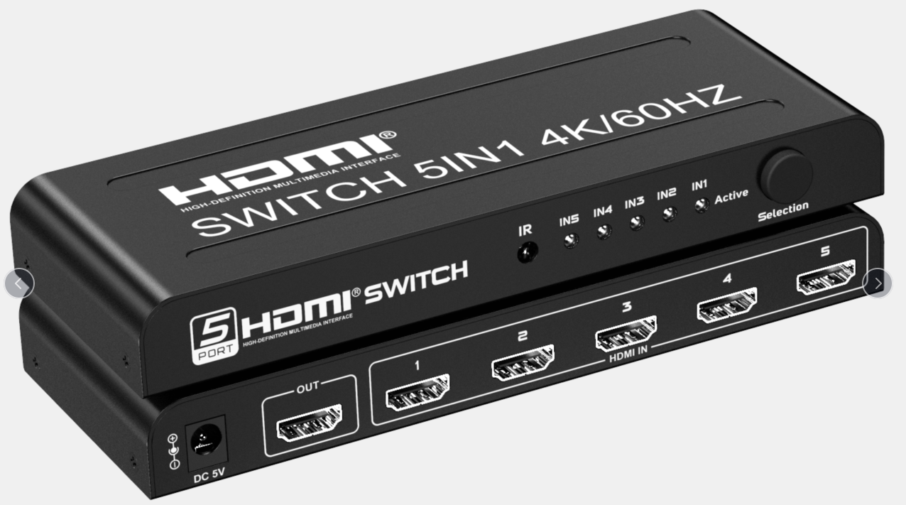 HDMI Switch 5-in-1 Metal Case 4K 60Hz