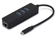 Type-C to Gigabit Network Adapter + USB 3.0 Hub × 3